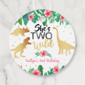 2つの野生の恐竜の女の子2nd誕生日パーティー フェイバータグ (正面)