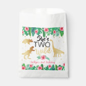 2つの野生の恐竜の女の子2nd誕生日パーティー フェイバーバッグ (正面)