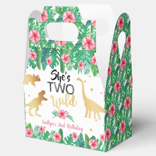 2つの野生の恐竜の女の子2nd誕生日パーティー フェイバーボックス (オープン)