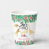 2つの野生の恐竜の女の子2nd誕生日パーティー 紙コップ (正面)