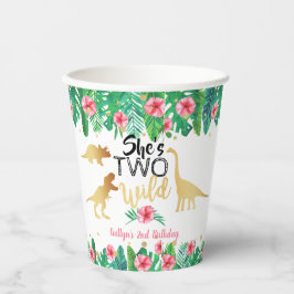 2つの野生の恐竜の女の子2nd誕生日パーティー 紙コップ