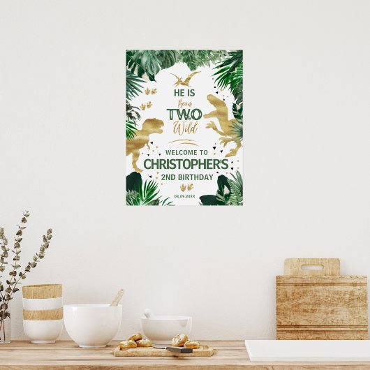 2つの野生の恐竜の子供2nd誕生日パーティーへようこそ ポスター (キッチン)