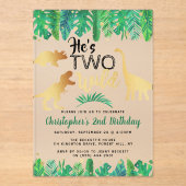 2つの野生の恐竜の少年たち2nd誕生日 アクリル招待状 (正面)