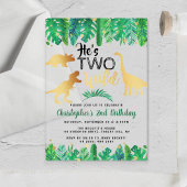 2つの野生の恐竜の少年たち2nd誕生日 アクリル招待状