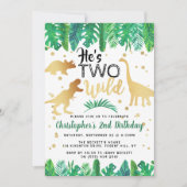 2つの野生の恐竜の少年たち2nd誕生日 招待状 (正面)