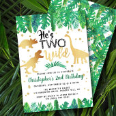 2つの野生の恐竜の少年たち2nd誕生日 招待状