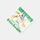 2つの野生の恐竜の少年2nd誕生日パーティー スタンダードカクテルナプキン (角)