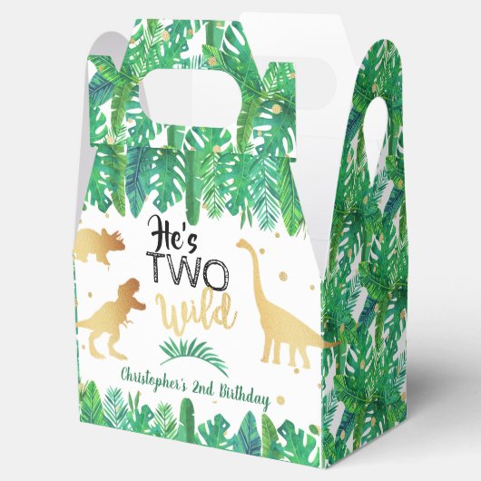 2つの野生の恐竜の少年2nd誕生日パーティー フェイバーボックス (オープン)