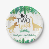 2つの野生の恐竜の少年2nd誕生日パーティー ペーパープレート (正面)