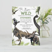 2つの野生の恐竜ティラノサウルスラプター誕生日 招待状 (スタンド正面)