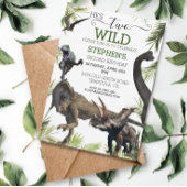 2つの野生の恐竜ティラノサウルスラプター誕生日 招待状