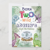2つの野生の恐竜テーマ誕生日パーティインビ 招待状 (正面)