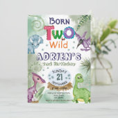 2つの野生の恐竜テーマ誕生日パーティインビ 招待状 (スタンド正面)