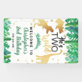 2つの野生の恐竜ボーイズ2nd誕生日パーティーへようこそ 横断幕 (横)