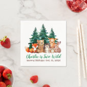 2つの野生の森林動物ウッドランド第2誕生日N スタンダードカクテルナプキン (インサイチュ)