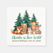2つの野生の森林動物ウッドランド第2誕生日N スタンダードカクテルナプキン (正面)