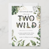 2つの野生の熱帯の緑2番目の誕生日 招待状 (正面)