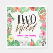 2つの野生の熱帯動物2nd誕生日パーティー スタンダードランチョンナプキン (正面)