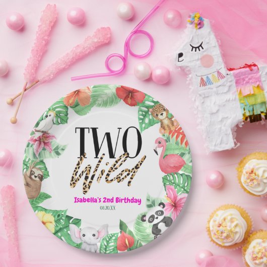 2つの野生の熱帯動物2nd誕生日パーティー ペーパープレート (パーティー)