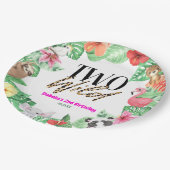 2つの野生の熱帯動物2nd誕生日パーティー ペーパープレート (アングル)