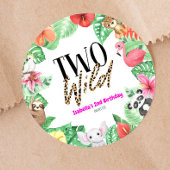 2つの野生の熱帯動物2nd誕生日パーティー ラウンドシール