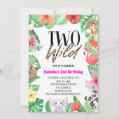 2つの野生の熱帯動物2nd誕生日パーティー 招待状 (正面)