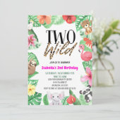 2つの野生の熱帯動物2nd誕生日パーティー 招待状 (スタンド正面)