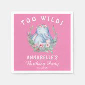 2つの野生の熱帯象ピンクの誕生日パーティー スタンダードカクテルナプキン (正面)