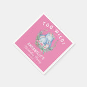 2つの野生の熱帯象ピンクの誕生日パーティー スタンダードカクテルナプキン (角)