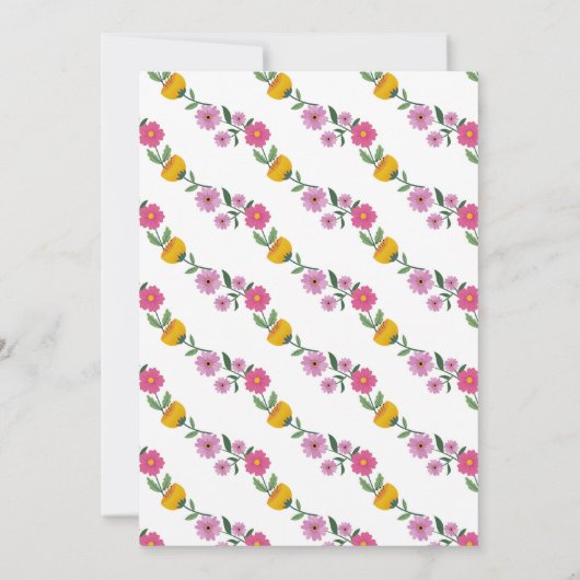 2つの野生の花誕生日2番目のパーティー花びら女の子 招待状 (裏面)