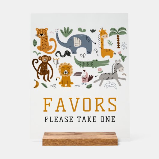 2つの野生の誕生日サファリ動物かわいい子供を好む アクリルサイン (正面)