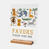 2つの野生の誕生日サファリ動物かわいい子供を好む アクリルサイン (傾斜)