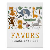 2つの野生の誕生日サファリ動物かわいい子供を好む ポスター (正面)