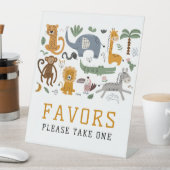 2つの野生の誕生日サファリ動物かわいい子供を好む 台座サイン (インサイチュ)