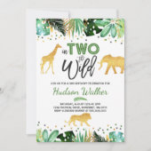 2つの野生の誕生日招待状ジャングル動物 招待状 (正面)