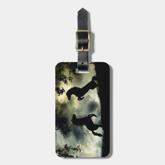 2つの野生の馬の荷物タグ ラゲッジタグ (正面縦)