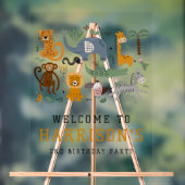 2つの野生の2番目の誕生日サファリ動物の子供たちを歓迎 アクリルサイン (ニュートラル)