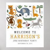 2つの野生の2番目の誕生日サファリ動物の子供たちを歓迎 ポスター (正面)