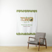 2つの野生の2番目の誕生日ジャングル葉の写真の背景 タペストリー (インサイチュ)