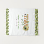 2つの野生の2番目の誕生日ジャングル葉の写真の背景 タペストリー (正面(横))