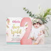 2つの野生パーティの招待状2nd誕生日ガールボホ 招待状 (スタンド正面)