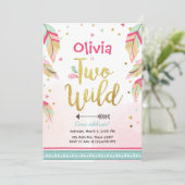 2つの野生パーティの招待状2nd誕生日ガールボホ 招待状 (スタンド正面)