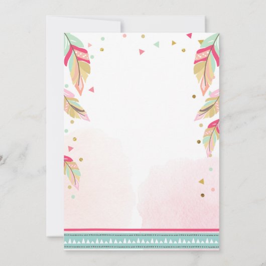 2つの野生パーティの招待状2nd誕生日ガールボホ 招待状 (裏面)