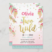 2つの野生パーティの招待状2nd誕生日ガールボホ 招待状 (正面/裏面)