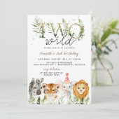 2つの野生動物誕生日招待状 招待状 (スタンド正面)