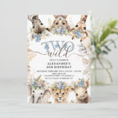 2つの野生 | Safari Jungle動物の第2バースデーボーイ 招待状 (スタンド正面)