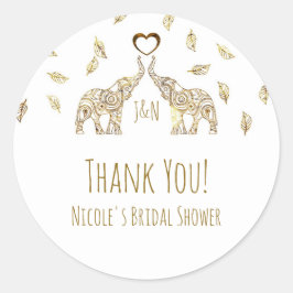 2つの金ゴールドゾウ&紅葉結婚式の引き出物 ラウンドシール
