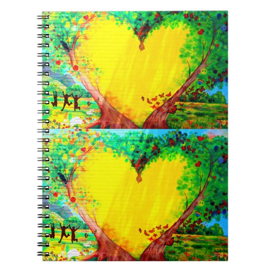 2つの金ゴールドハートノートブック ノートブック (正面)