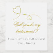 2つの金ゴールドハート結婚- |私の花嫁になれ ワインラベル (シングルラベル)