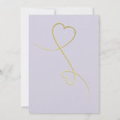 2つの金ゴールドハート |ラベンダー結婚式招待状 招待状 (裏面)